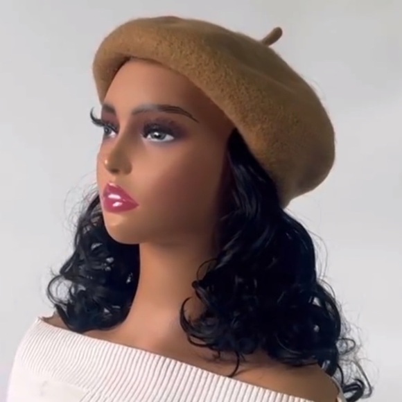 Women's Short Curly Beret Wig Synthetic Dark Brown - Picture 3 of 6